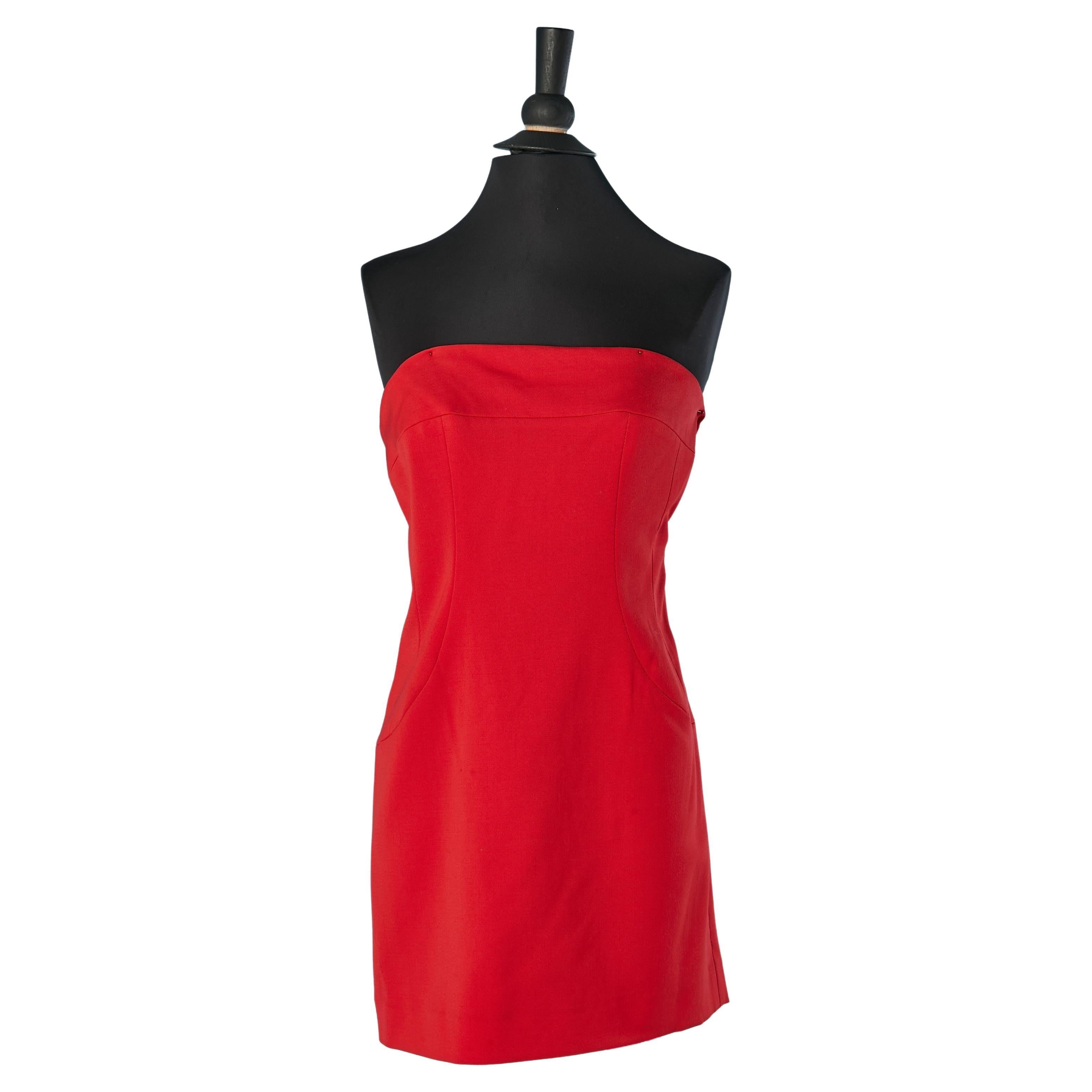 Abito da cocktail bustier rosso Ralph Lauren in vendita