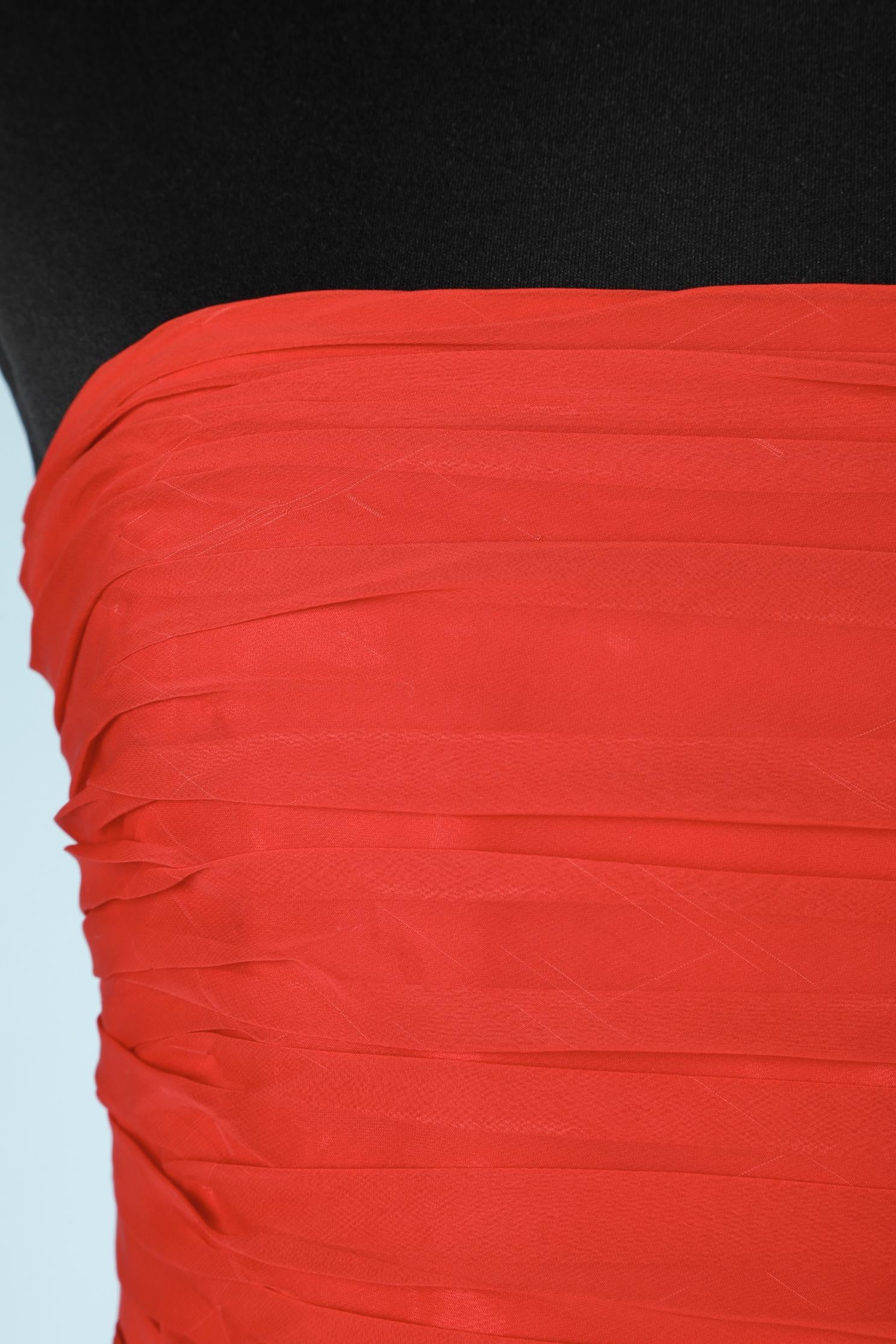 Red draped bustier strapless 