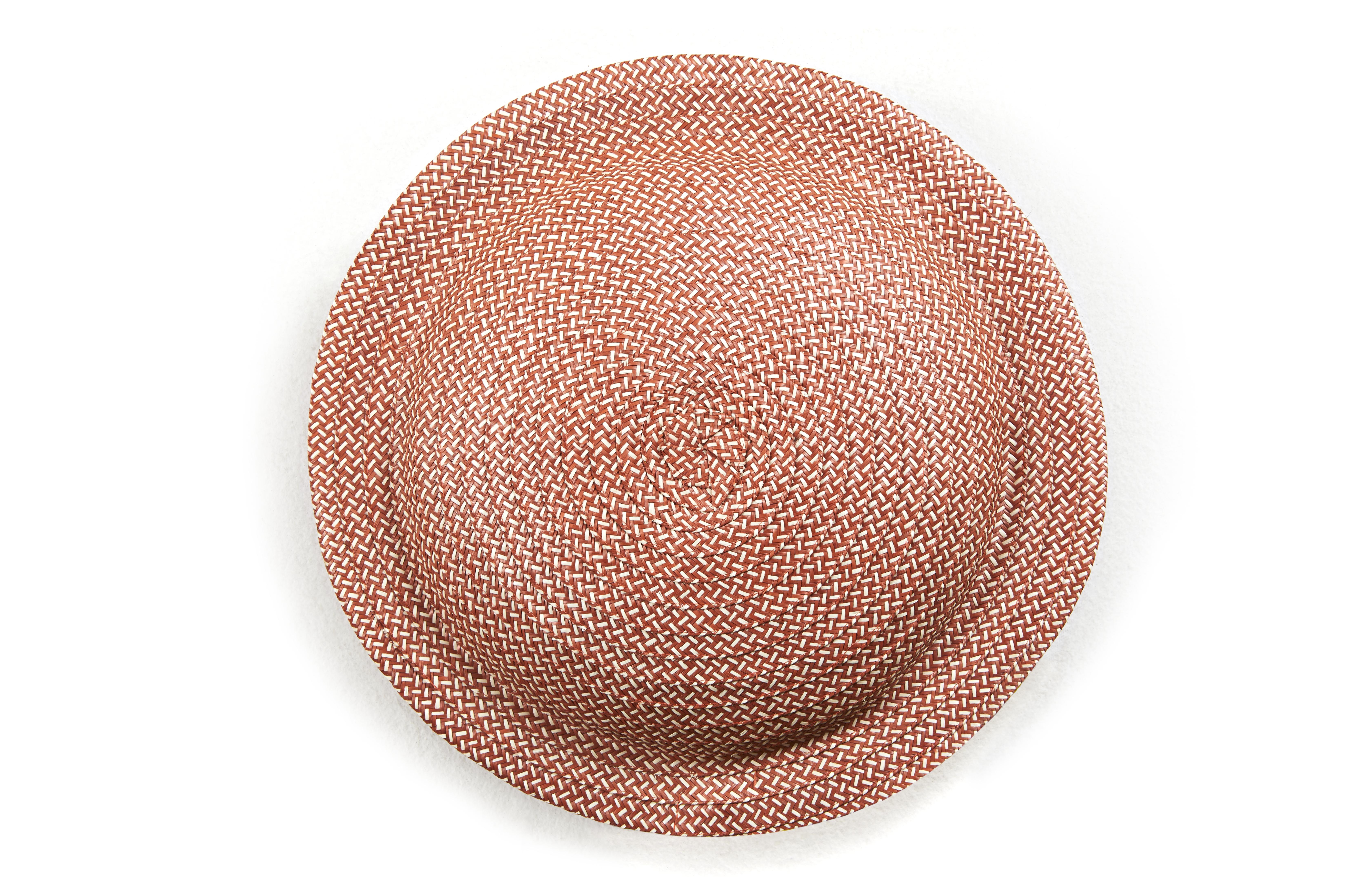 Red Cana stool by Pauline Deltour by Cristina Celestino.
Materials: galvanized and powder-coated tubular steel. Caña Flecha.
Technique: hand-woven with natural fibers in Colombia. Natural dyed. 
Dimensions: diameter 40.2 x height 48.1 cm