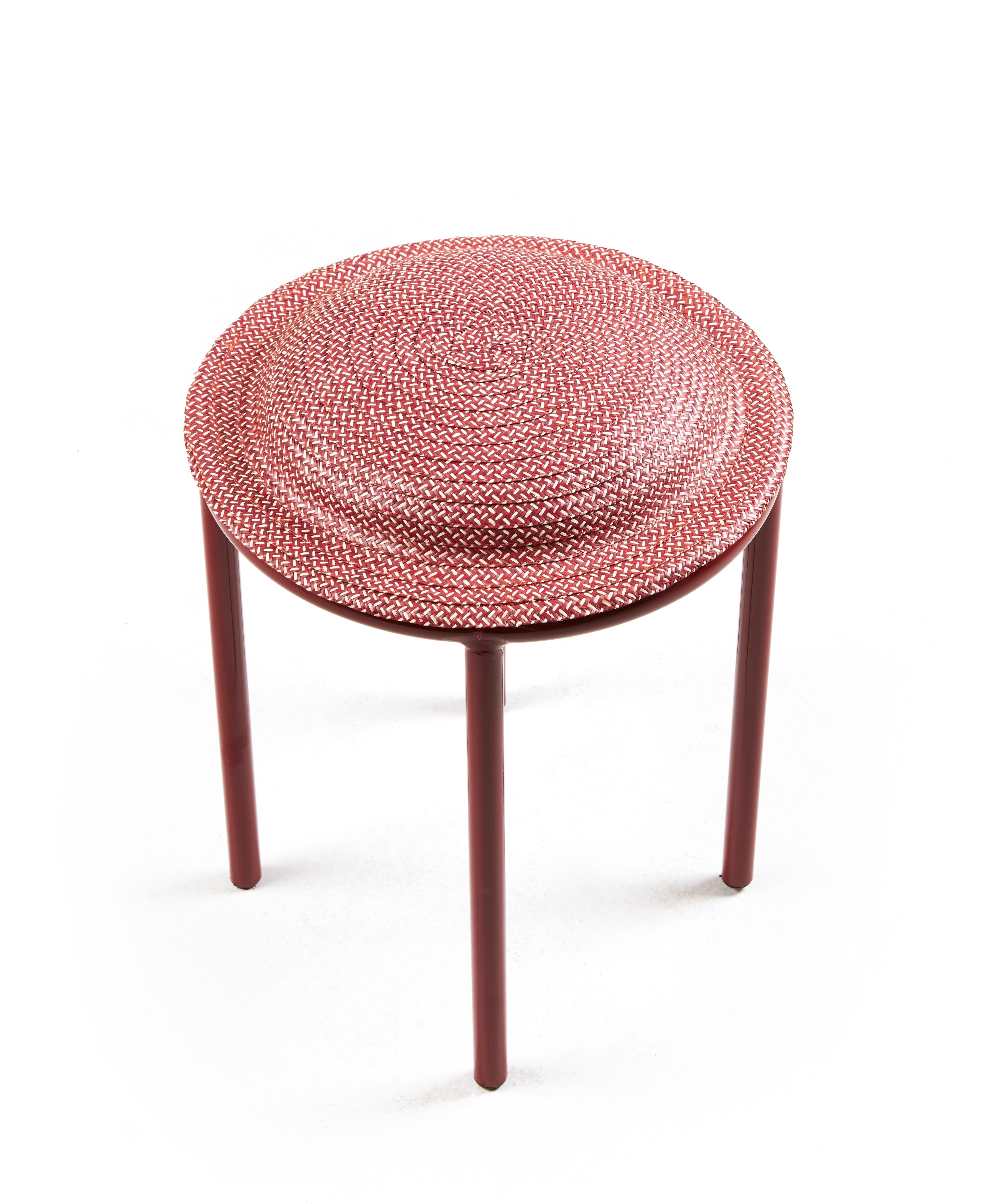 Powder-Coated Red Cana Stool by Pauline Deltour For Sale