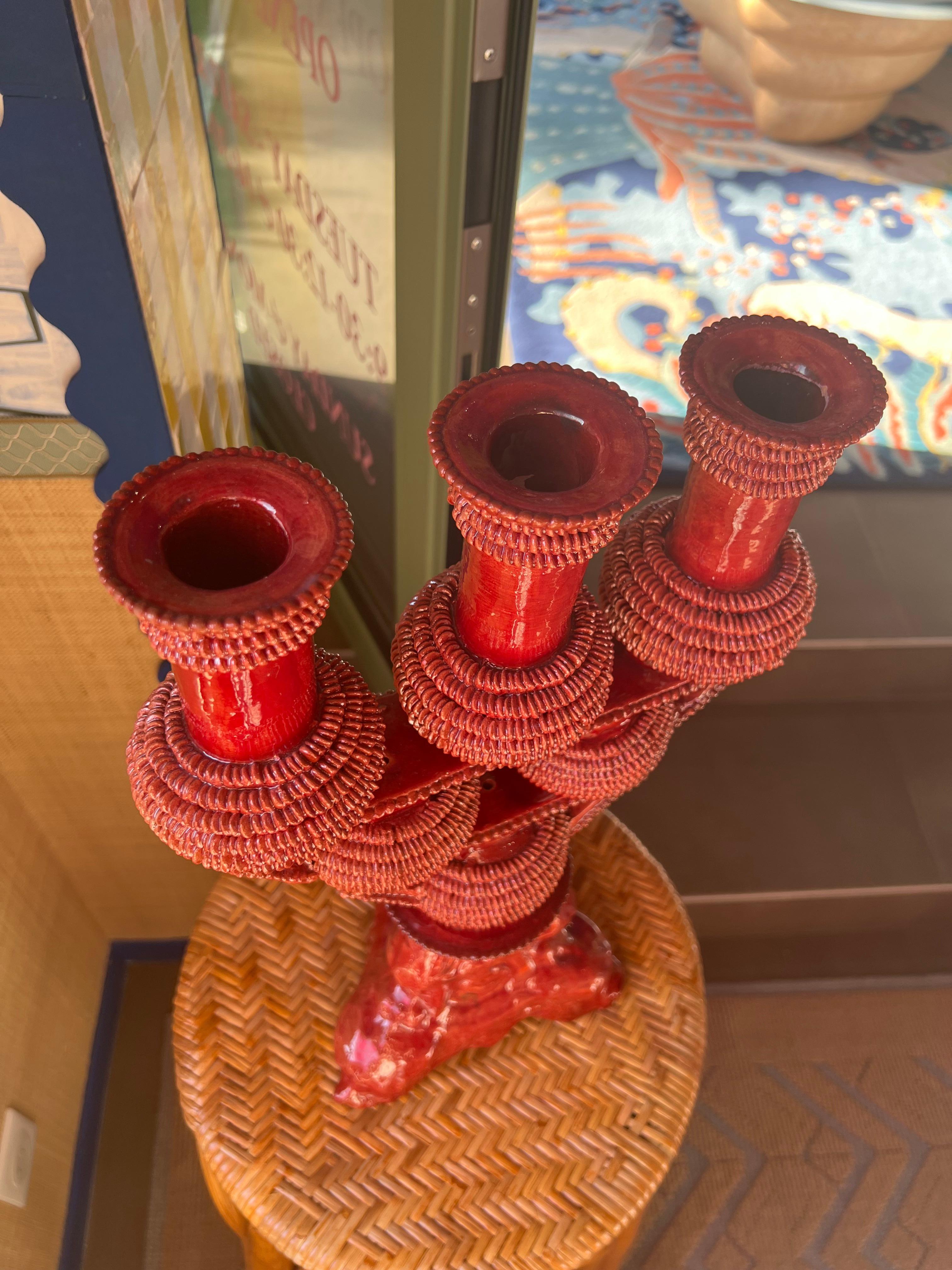 Red Candelabra by Objekti In New Condition For Sale In London, GB