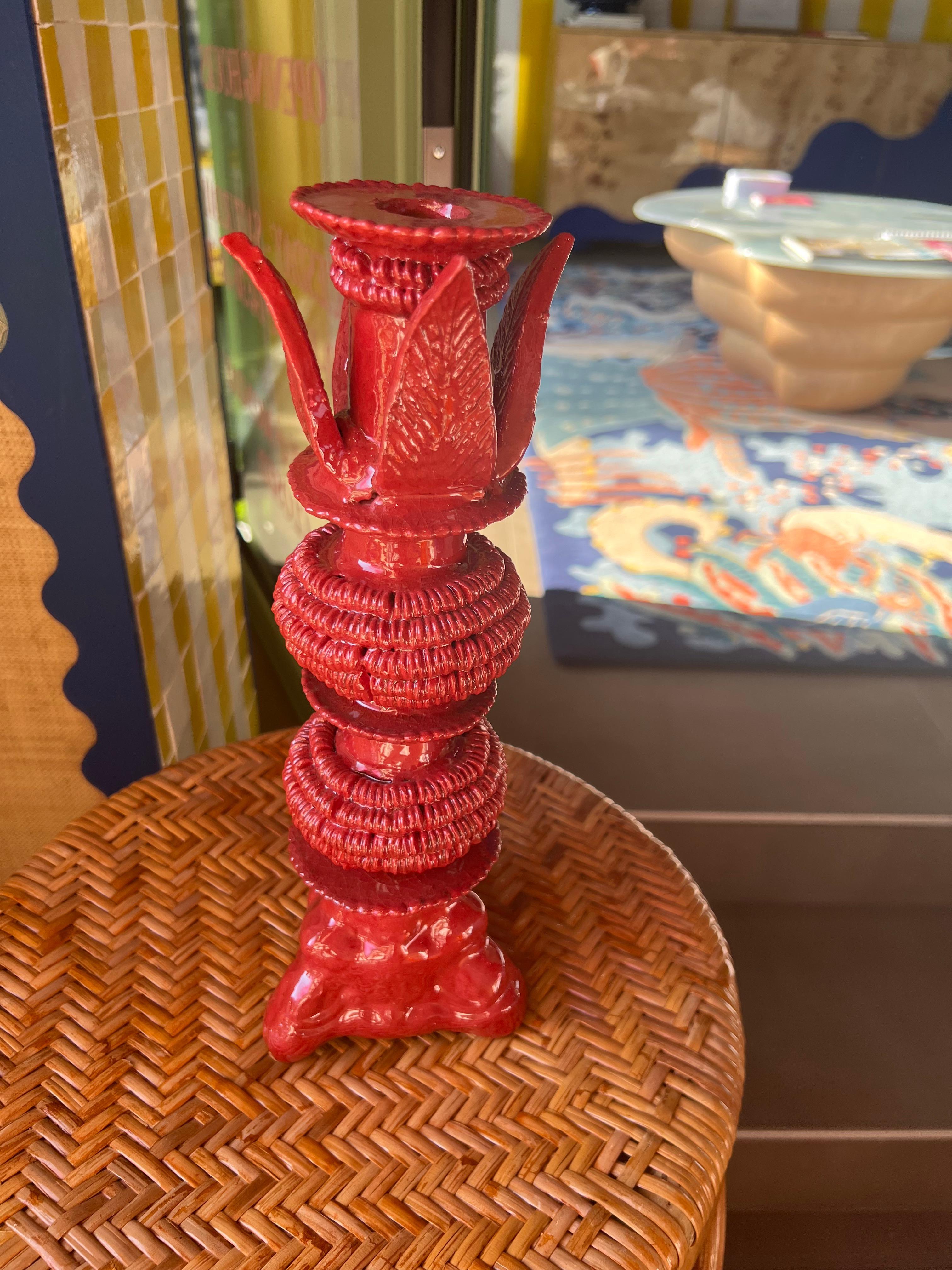 Mexicain Bougeoir rouge par Objekti en vente