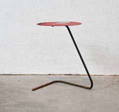 Red Cantilever Side Table, In the Manner of Mathieu Matégot