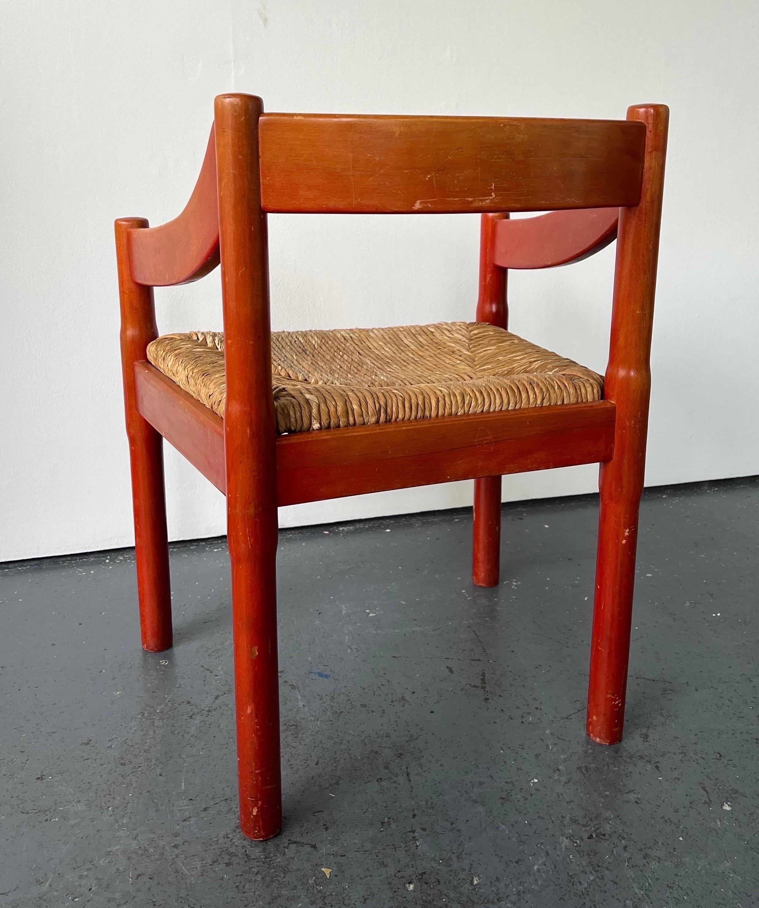 Red Carimate Carver Chair Vico Magistretti In Good Condition In London, GB