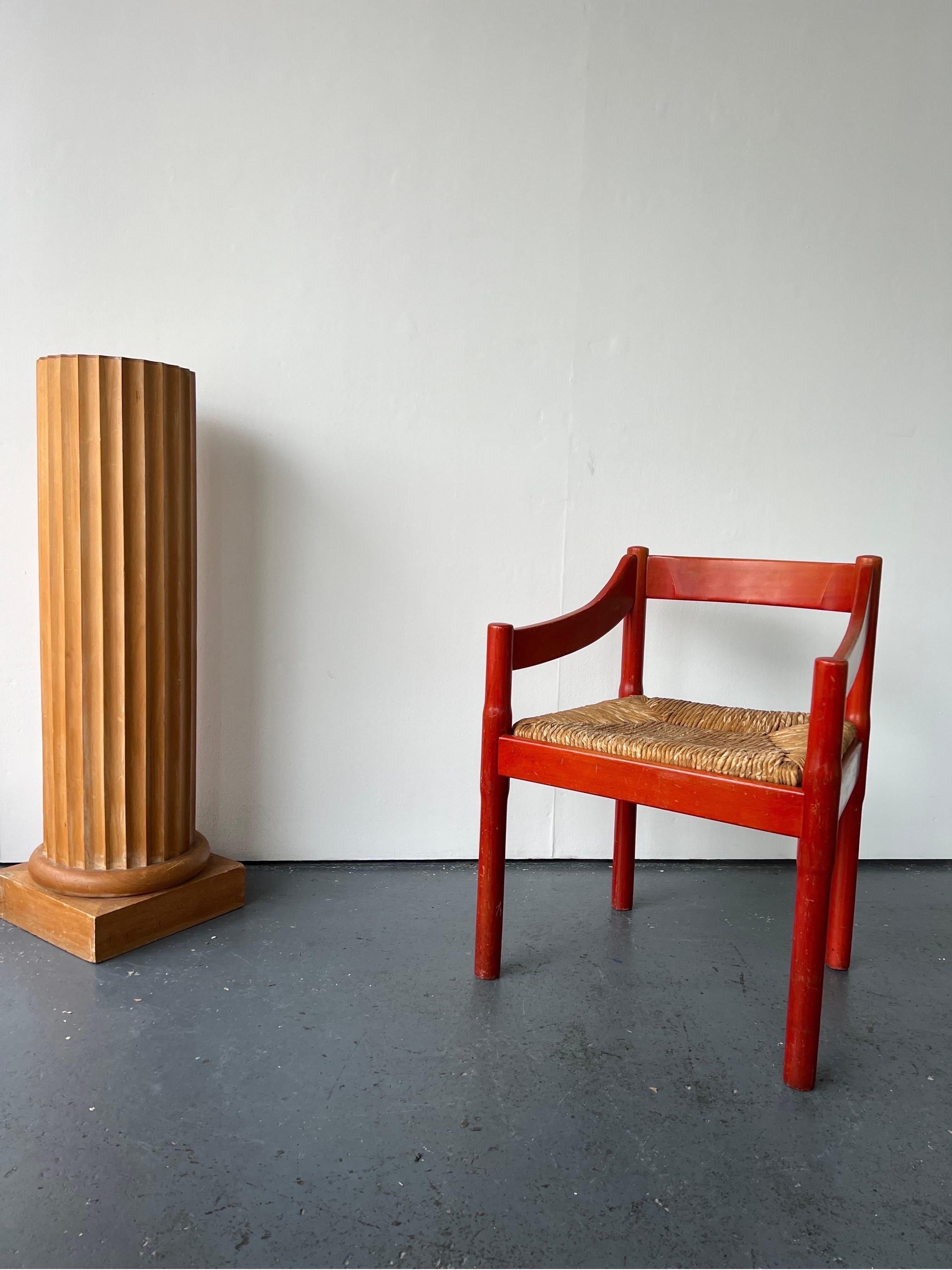 Mid-20th Century Red Carimate Carver Chair Vico Magistretti