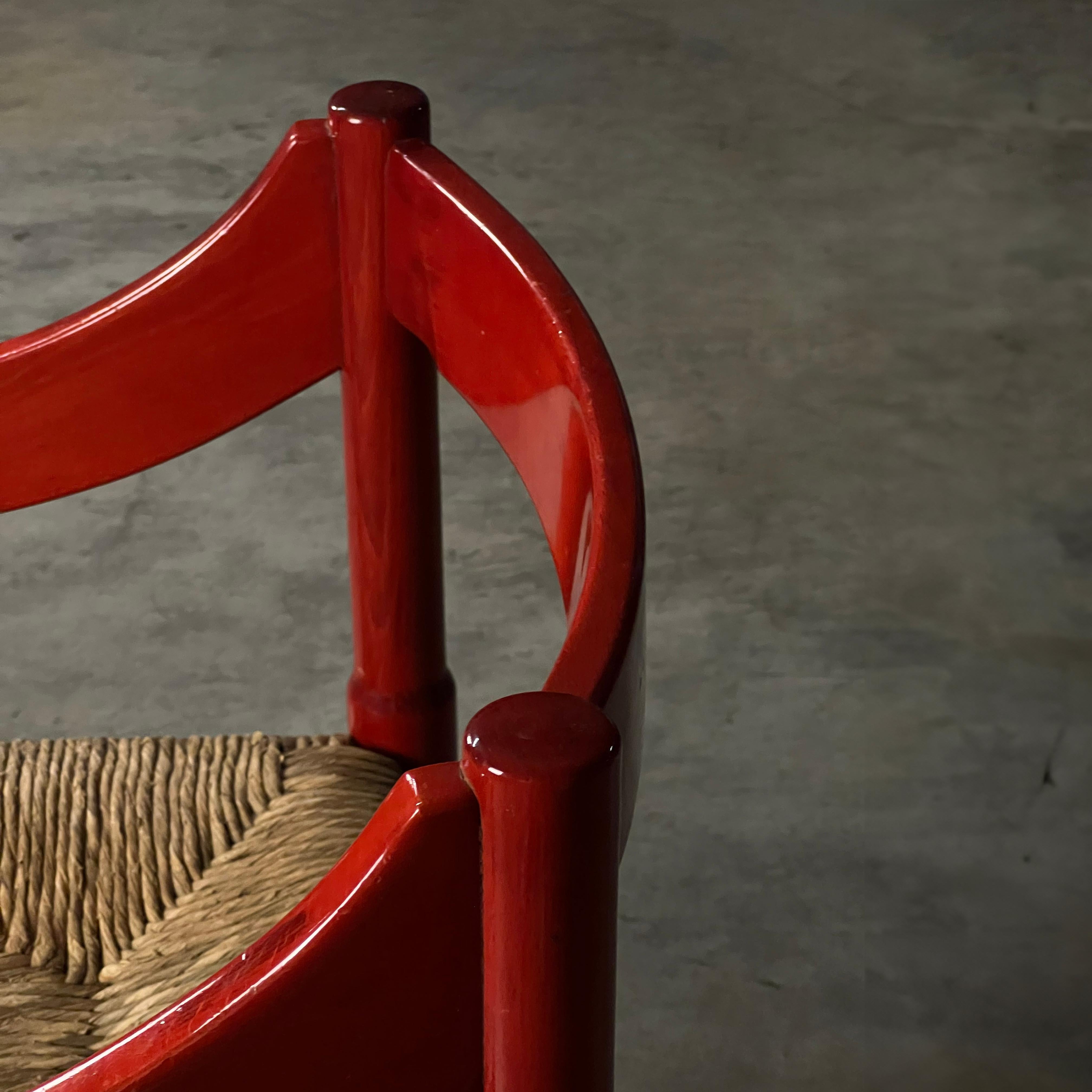 Red Carimate Chair by Vico Magistretti, Italy 1960s For Sale 5