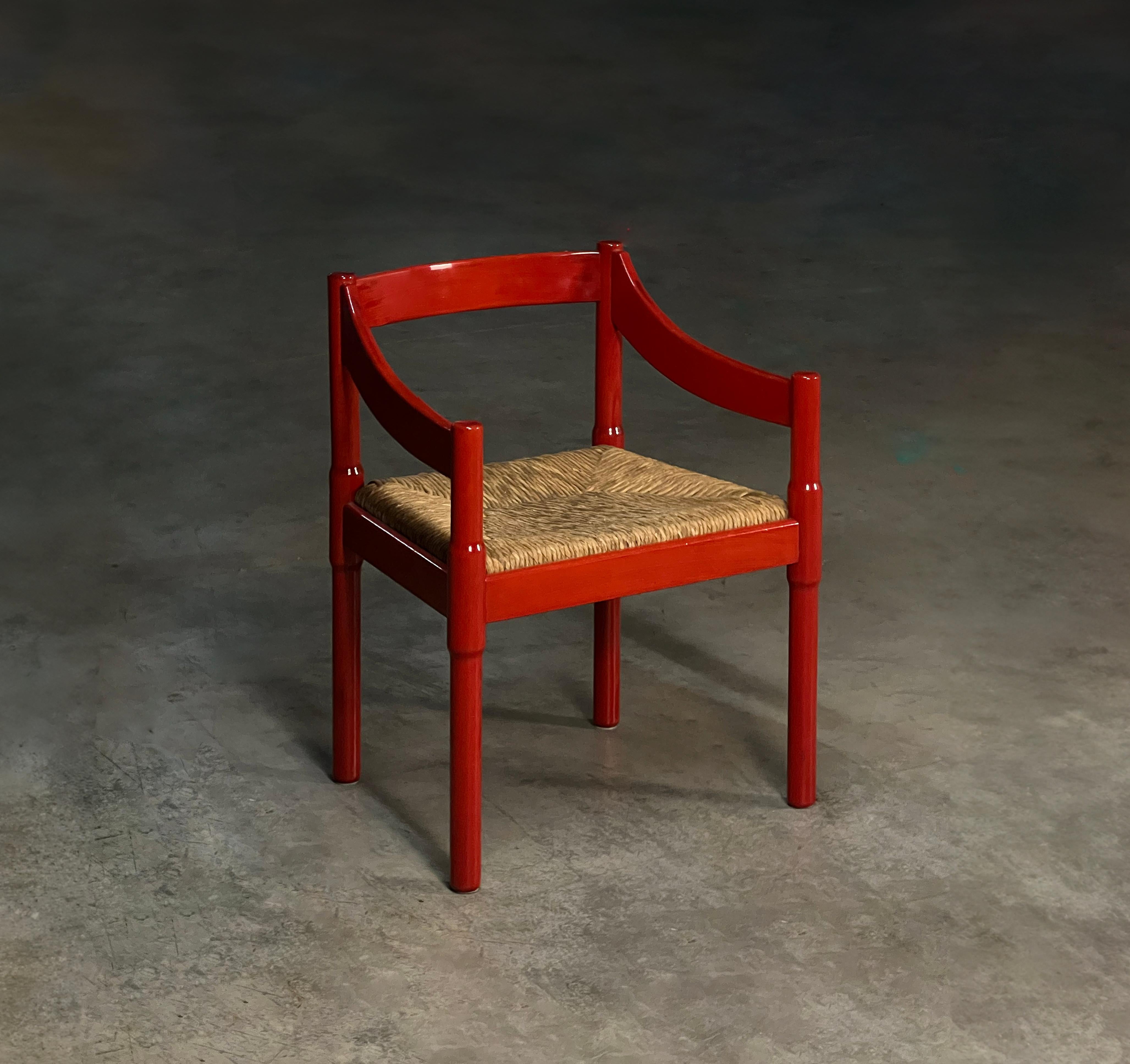 Red Carimate Chair by Vico Magistretti, Italy 1960s For Sale 6