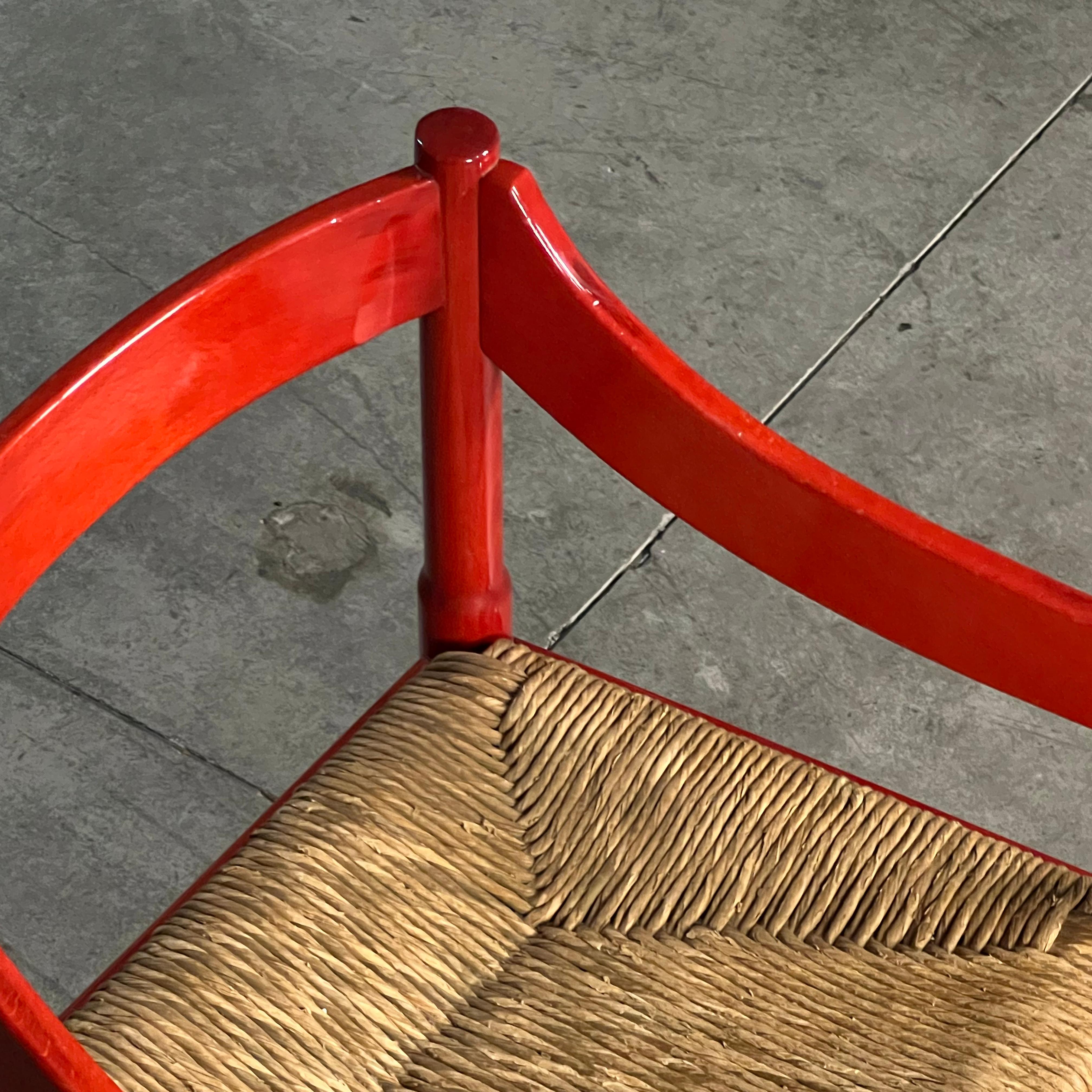 Mid-Century Modern Red Carimate Chair by Vico Magistretti, Italy 1960s For Sale