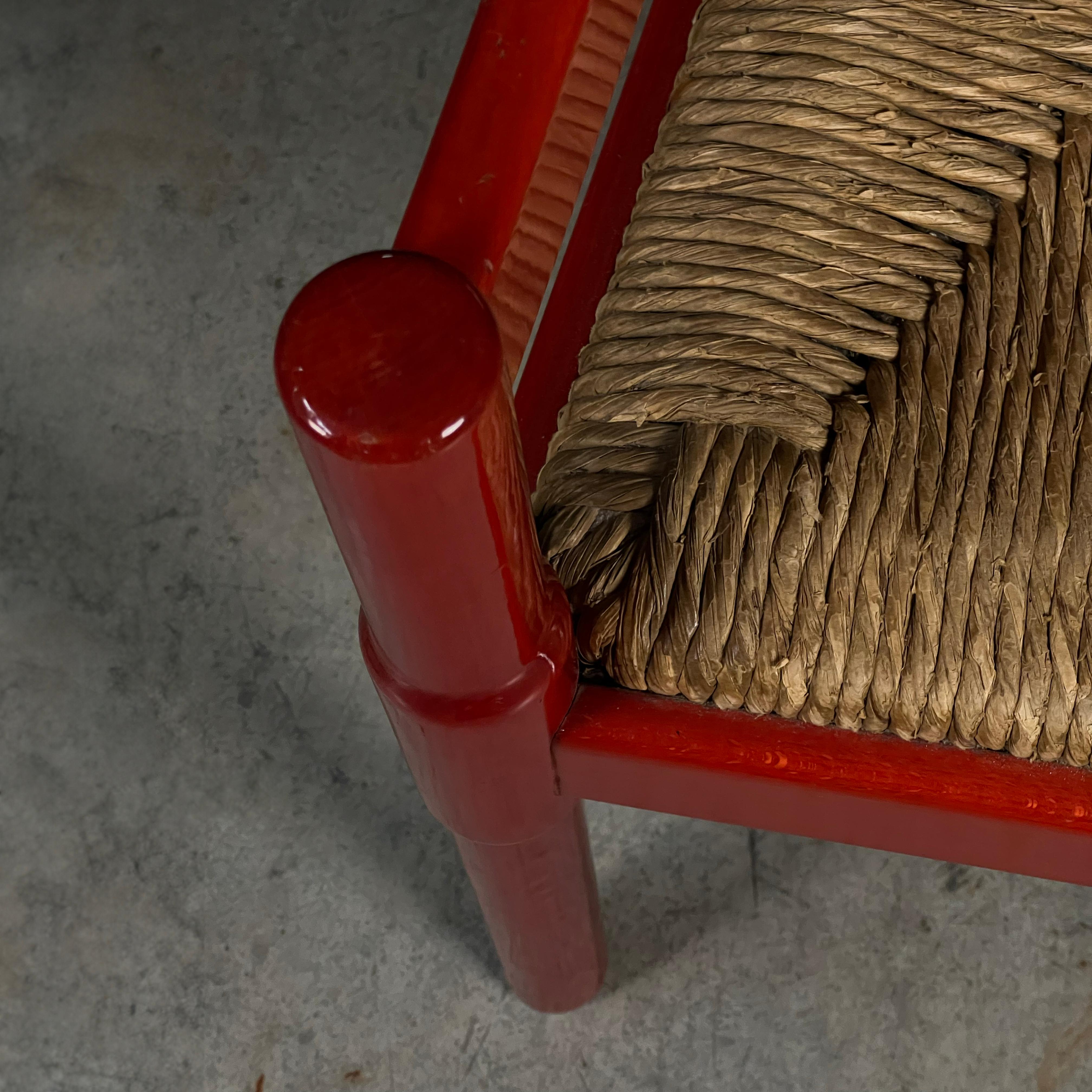 Red Carimate Chair by Vico Magistretti, Italy 1960s In Good Condition For Sale In Milano, IT
