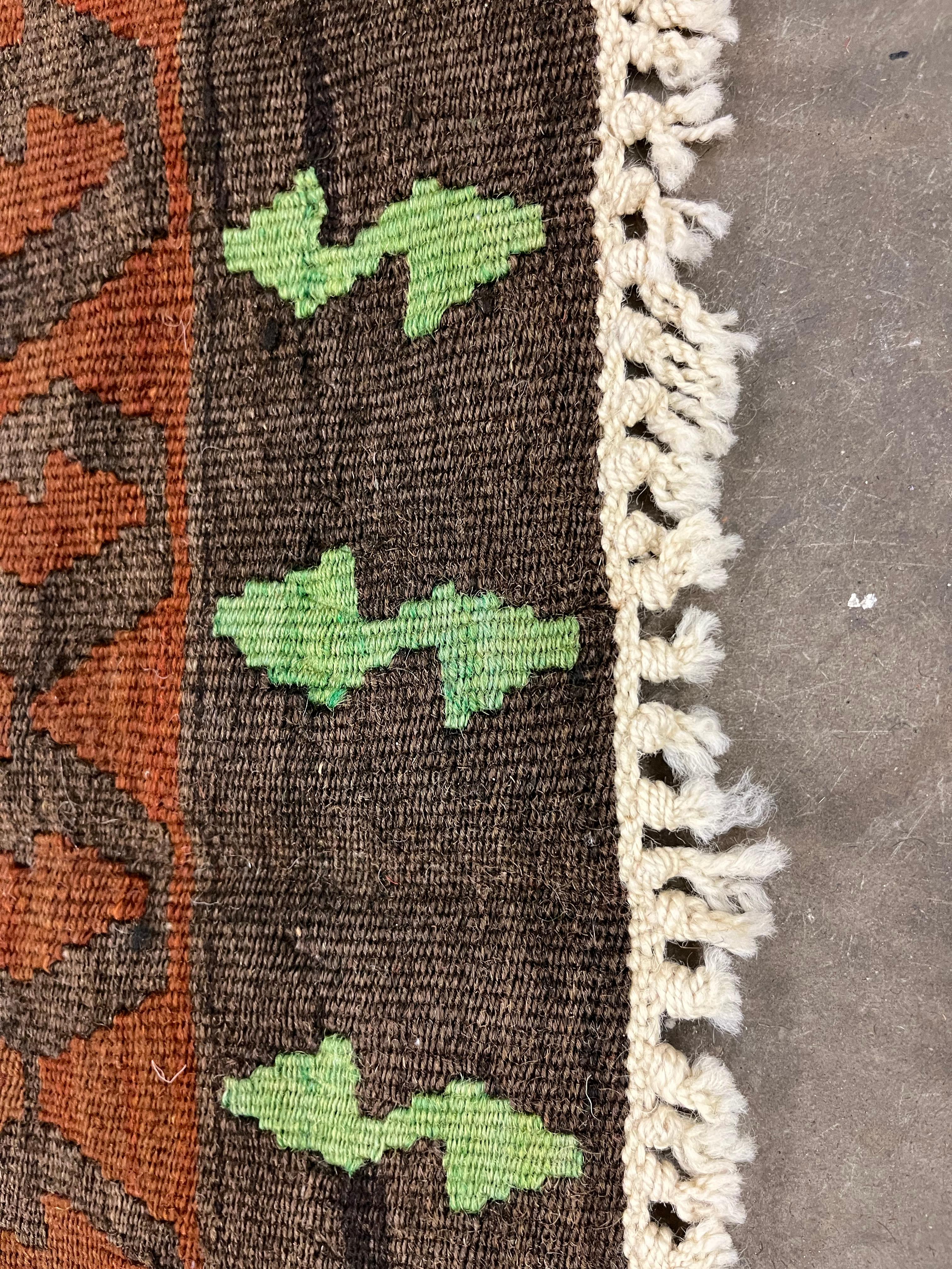 Red Carpet Antique Kilim Rug Handmade Flatwoven Geometric Rug For Sale 2