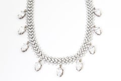 Red Carpet Crystal Tennis Necklace with Pear Shaped Crystal Drops
