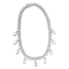 Retro Red Carpet Crystal Tennis Necklace with Pear Shaped Crystal Drops