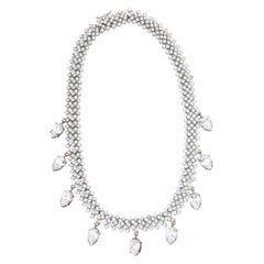 Collar Tenis de Cristal Alfombra Roja con Gotas de Cristal en Forma de Pera