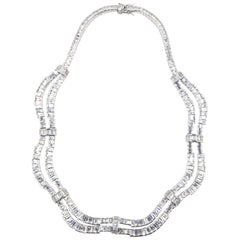 Red Carpet Drape Emerald Cut CZ Sterling Silver Statement or Bridal Necklace 