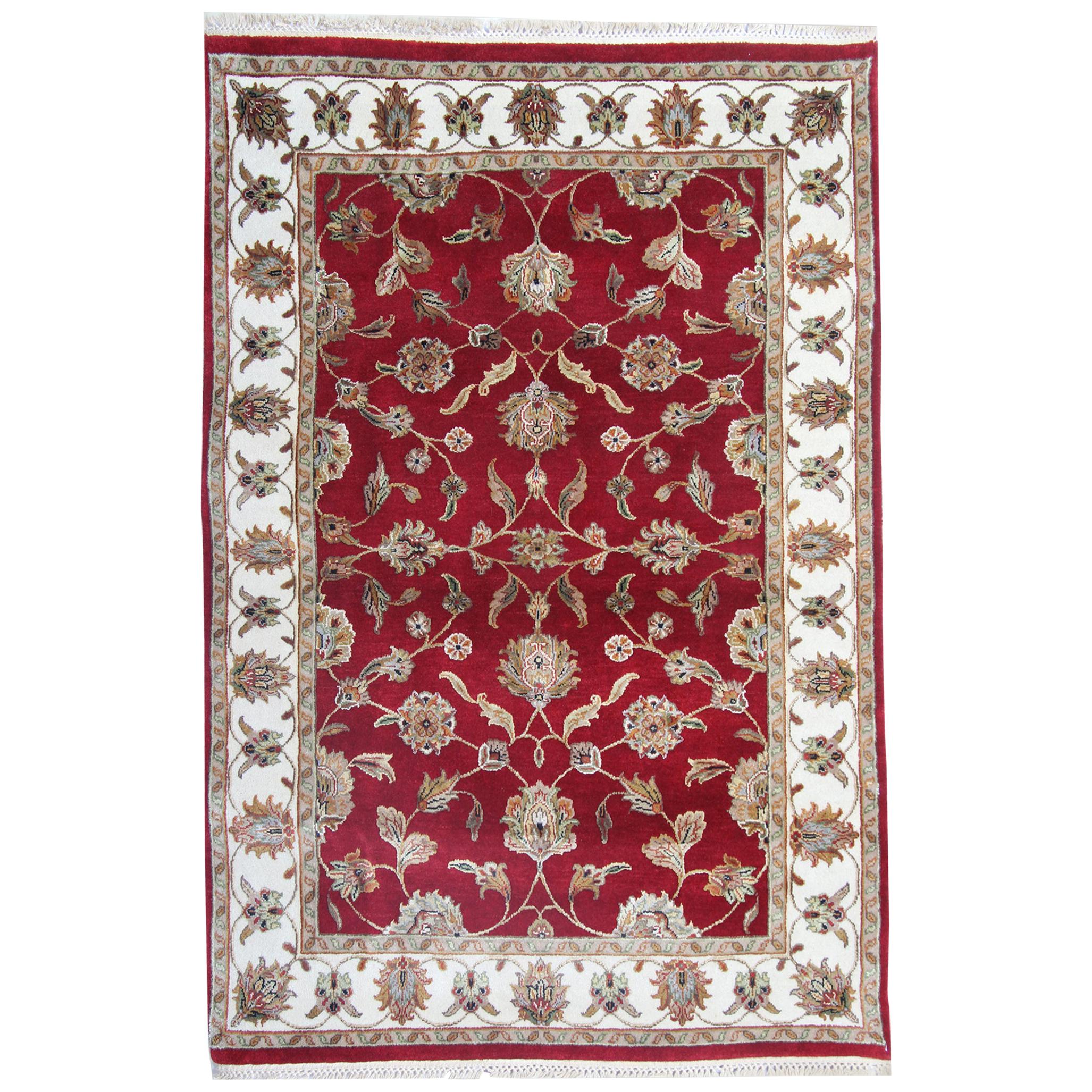 Tapis rouge à motifs floraux, tapis traditionnel fait à la main, tapis de vente en laine en vente