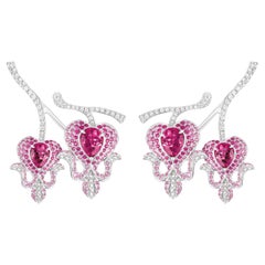 Boucles d'oreilles Floralis en rubellite et diamants