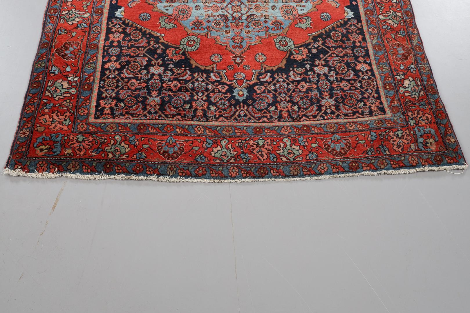 Azerbaijani Red Carpet Medallion Hand Woven Wool Area Rug Traditional Floral Rust Carpet For Sale