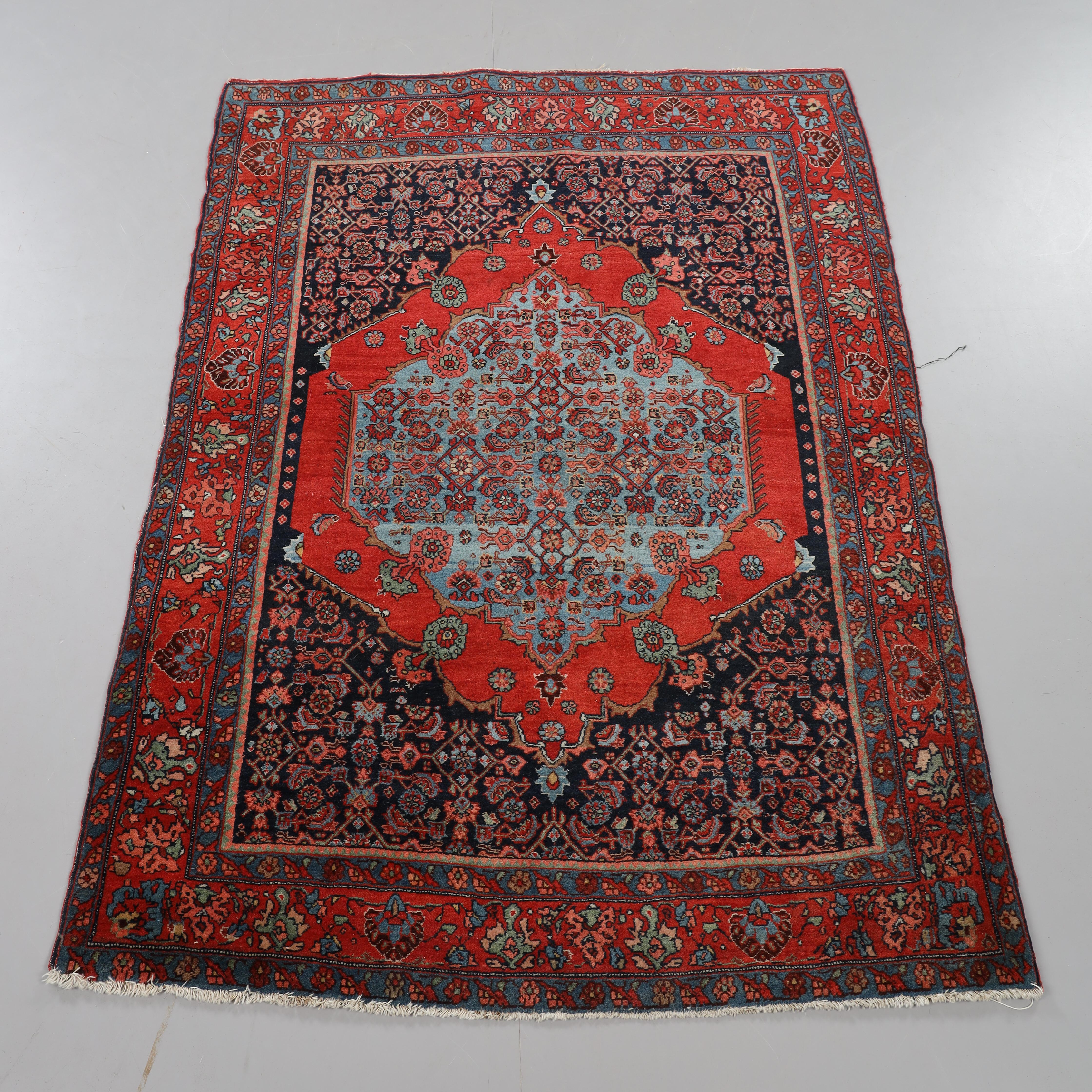 Hand-Knotted Red Carpet Medallion Hand Woven Wool Area Rug Traditional Floral Rust Carpet For Sale