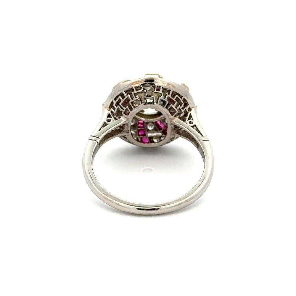 Mixed Cut Red Carpet Vintage 1.42 Carat Ruby and Diamond Platinum Statement Cocktail Ring  For Sale