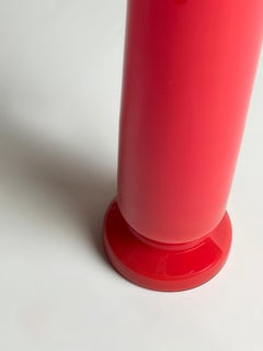 Red Cased Glass Column Vase, Empoli, Italy, circa 1970s