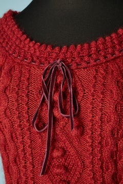 Red cashmere and wool sweater with velvet bow Louis Vuitton