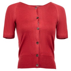Red Cashmere Short Sleeves Cardigan Size S