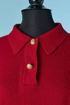 Red cashmere sweater with polo neck CHANEL Boutique
