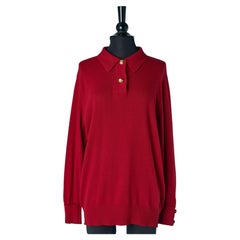 Red cashmere sweater with polo neck CHANEL Boutique