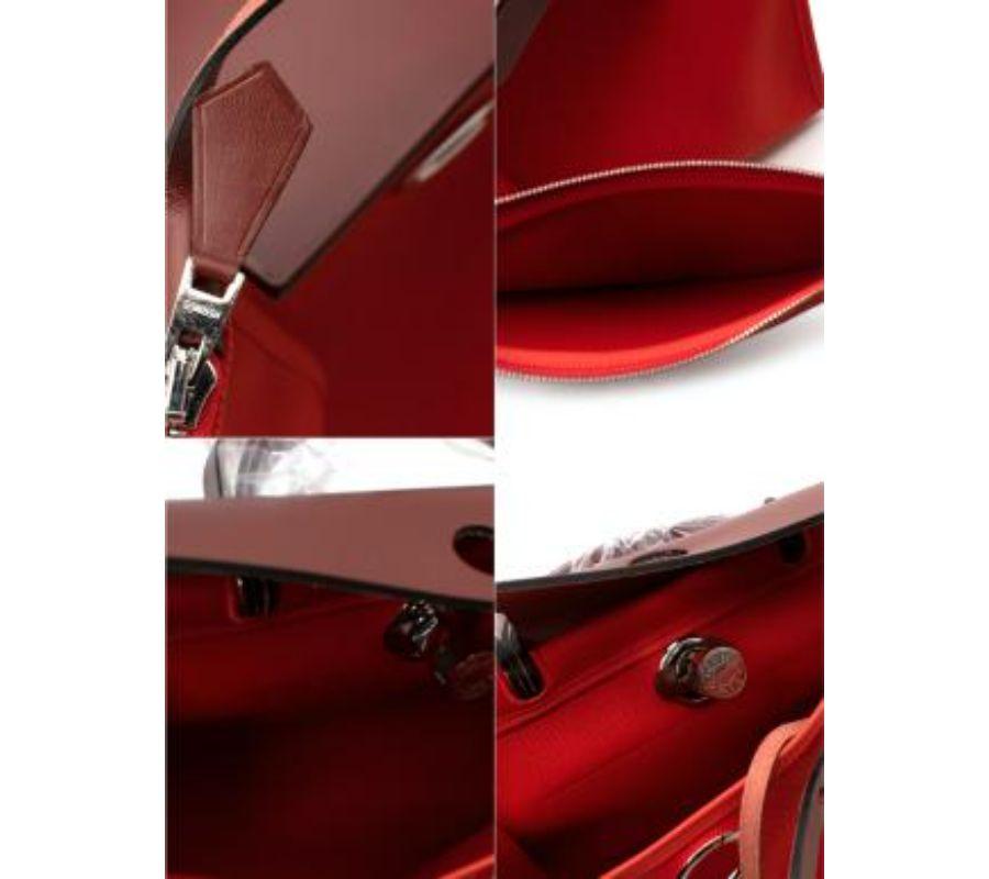 Hermes Red Cavas & Burgundy Leather Herbag Bag For Sale 5