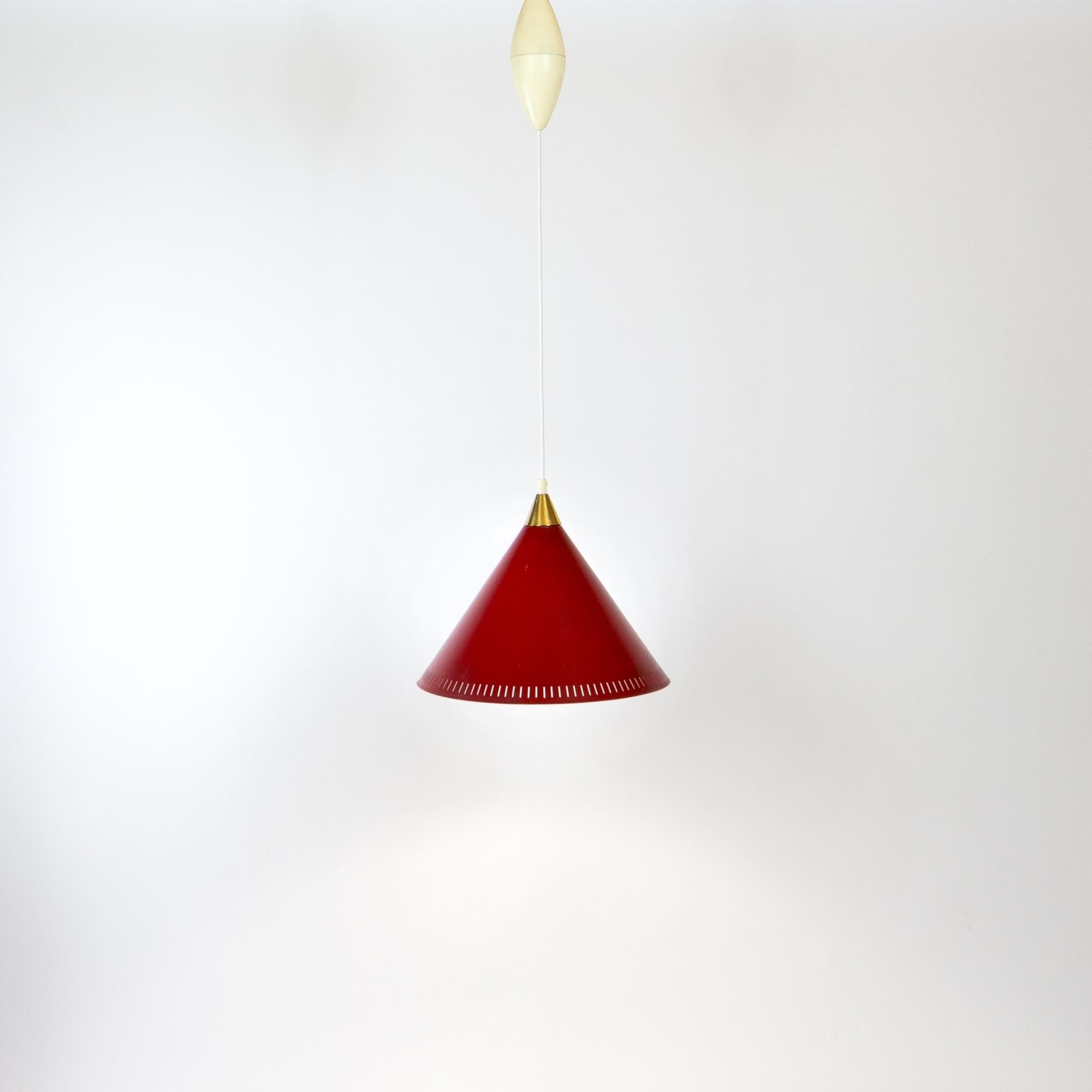 Mid-Century Modern Red Ceiling Light by Bent Karlby, Denmark, 1960s