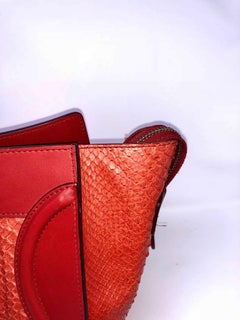 Celine Red python mini luggage bag