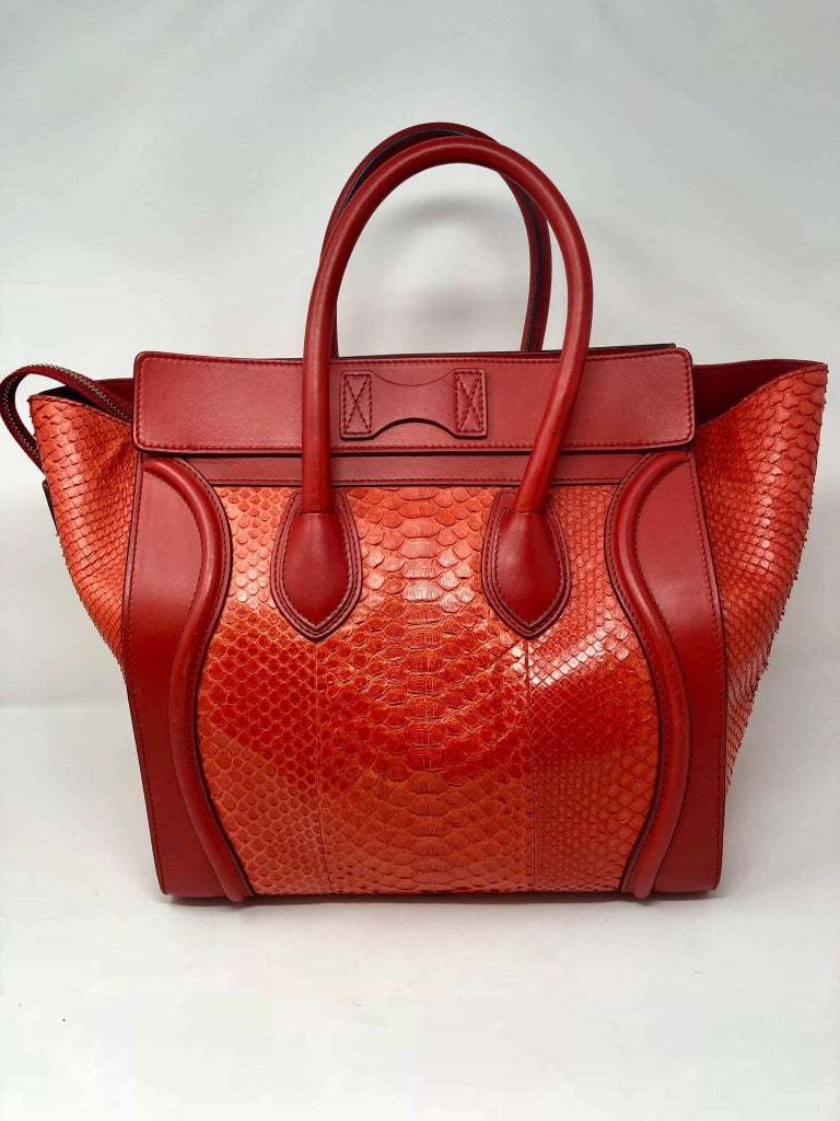 Celine Red python mini luggage bag at 1stDibs