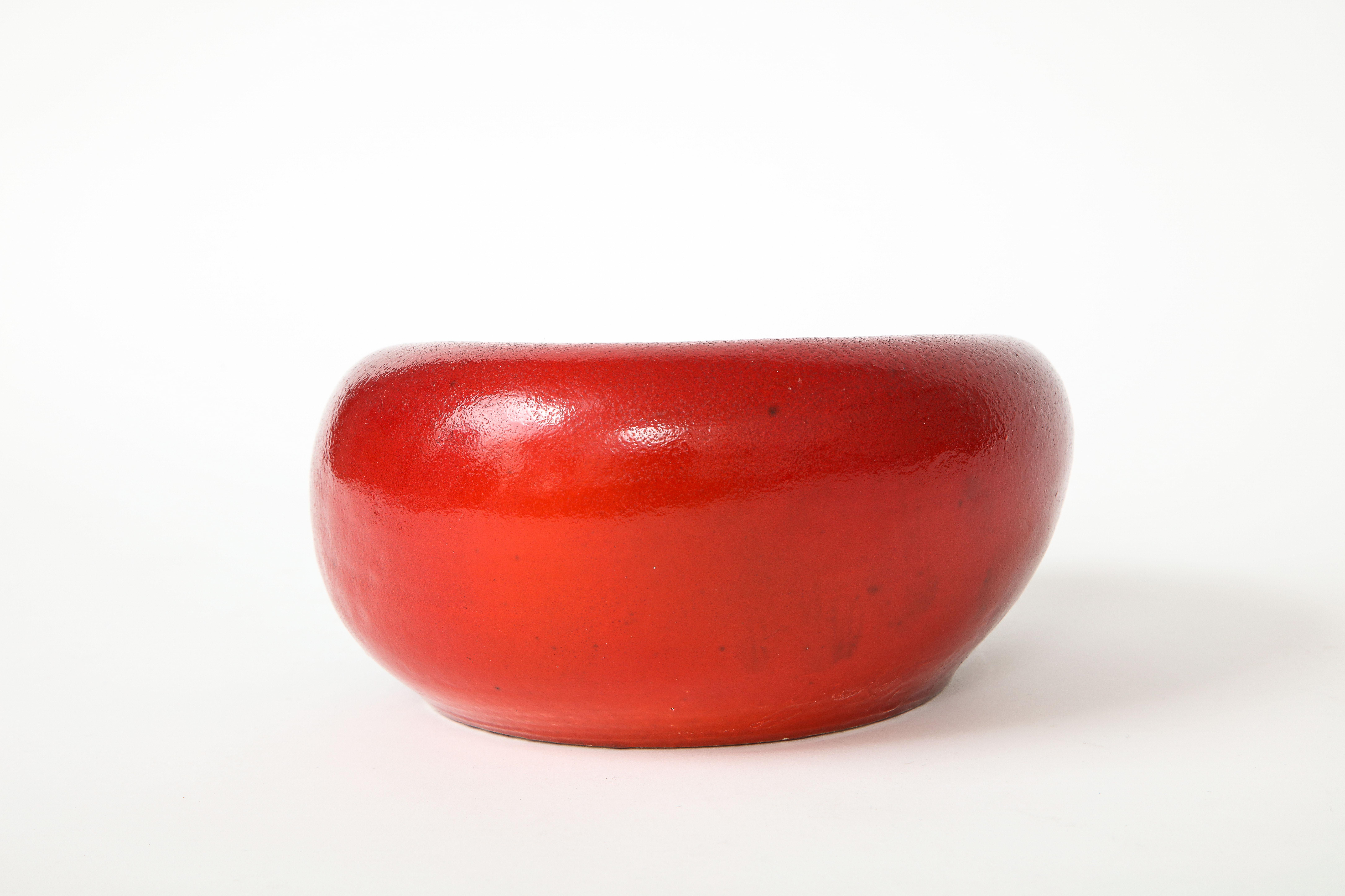 Red Ceramic Bowl in the Manner of Denise Gatard, France, 20th Century 1