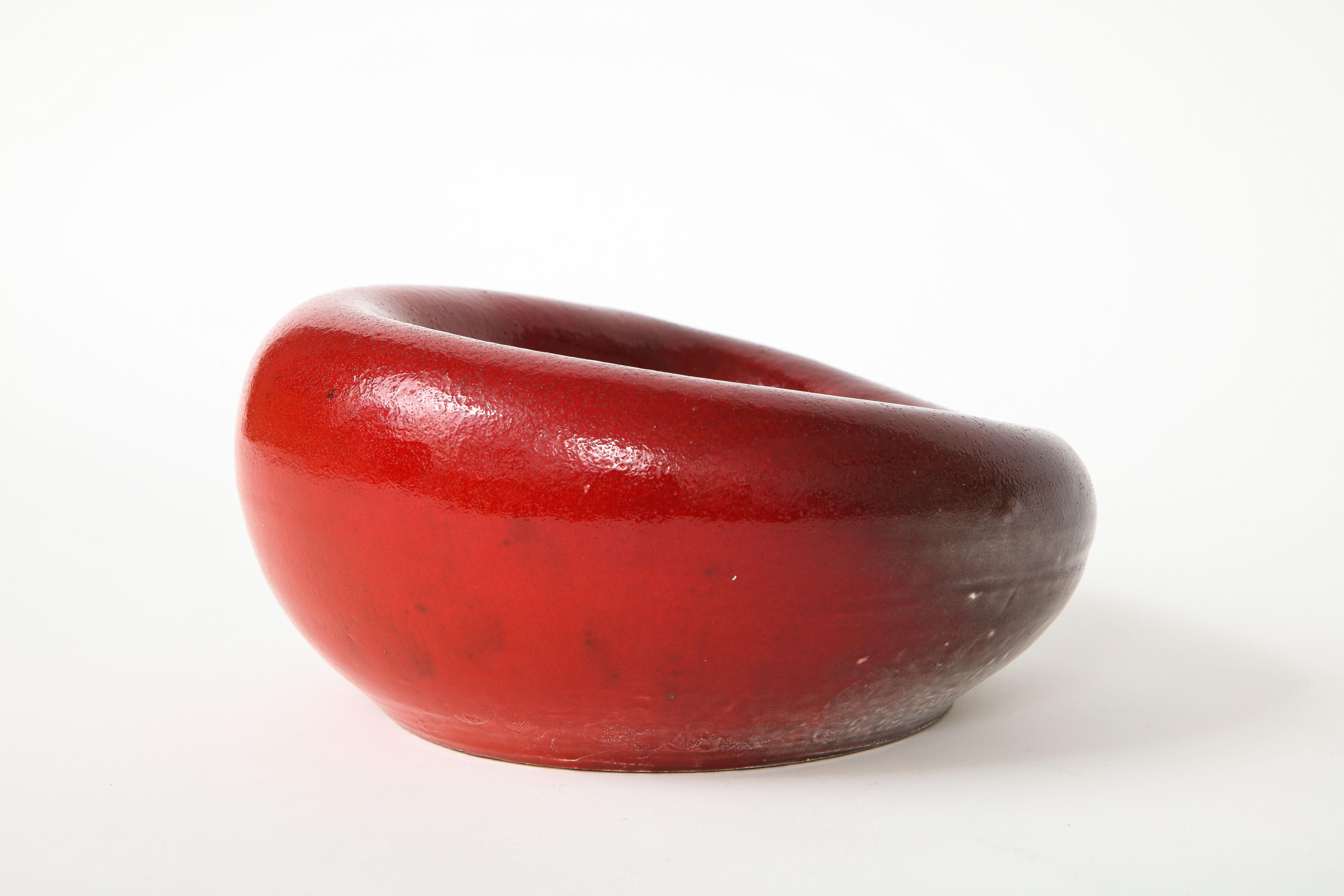 Red Ceramic Bowl in the Manner of Denise Gatard, France, 20th Century 2