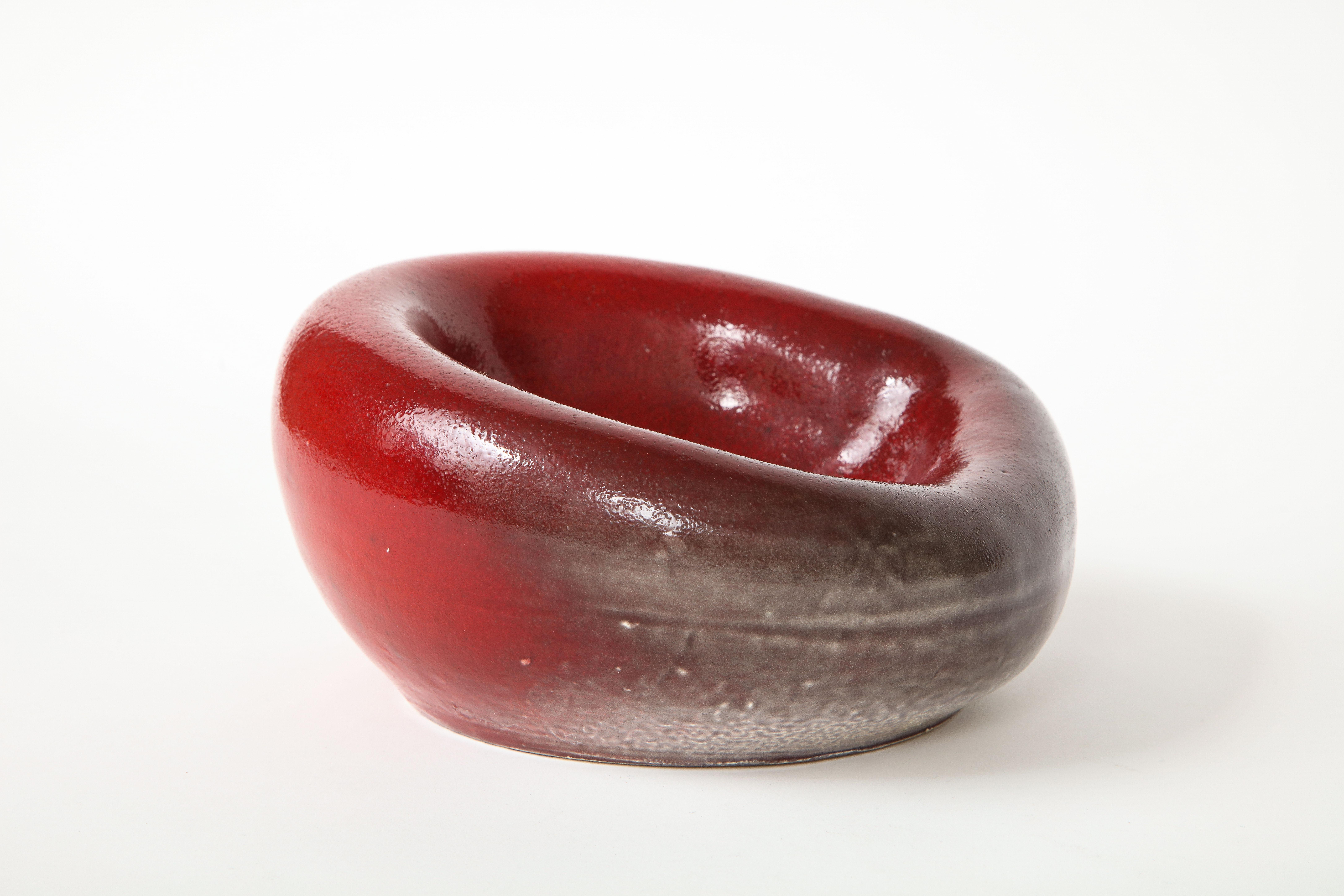 Red Ceramic Bowl in the Manner of Denise Gatard, France, 20th Century 3
