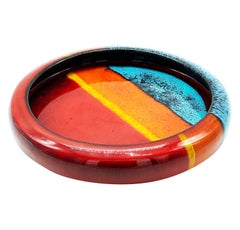 Red Ceramic Centerpiece Signed Ceramiche Florecnce Scarperia, Italy, 1976