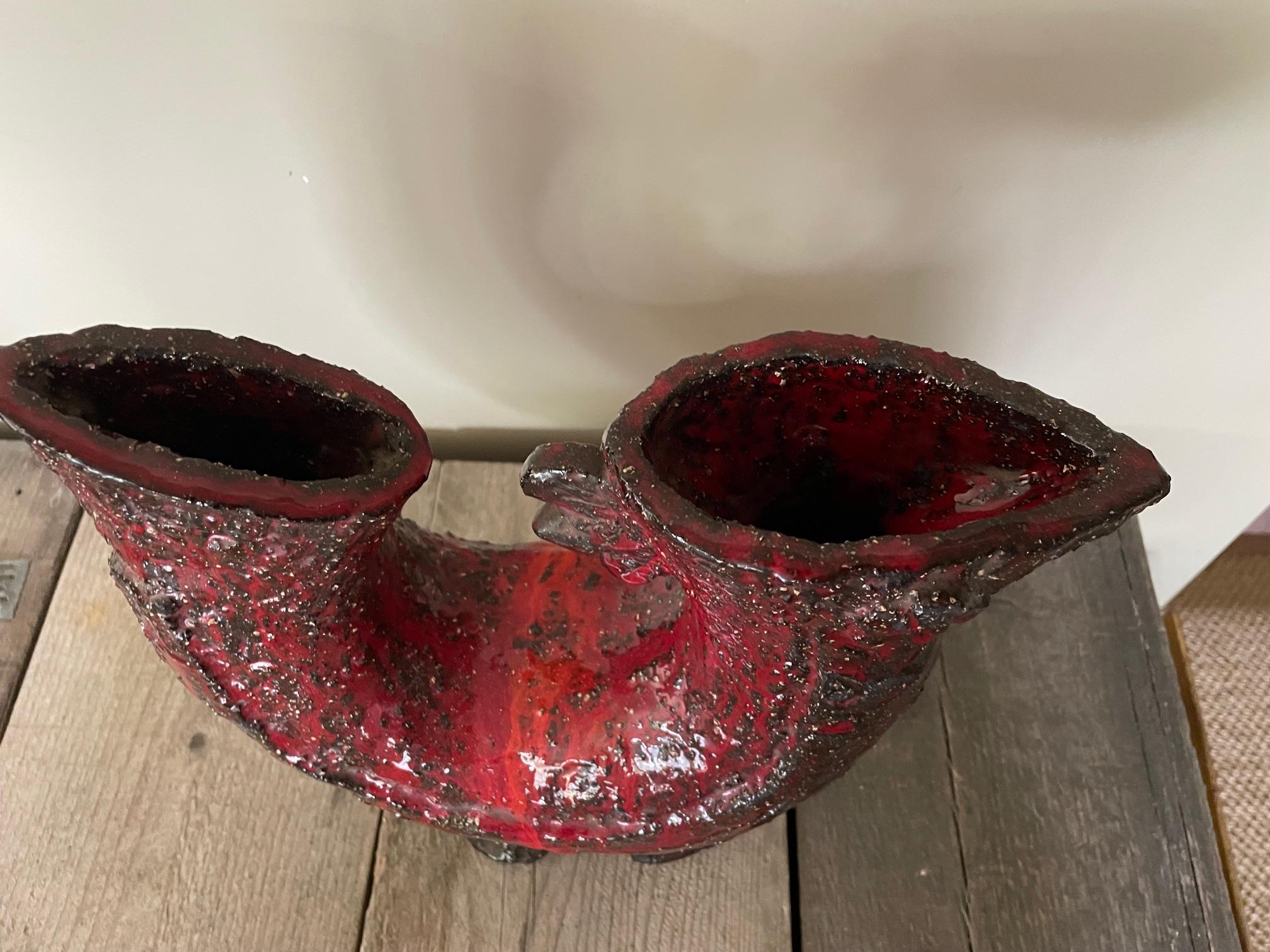 Coq en céramique rouge Bon état - En vente à Nivelles, BE