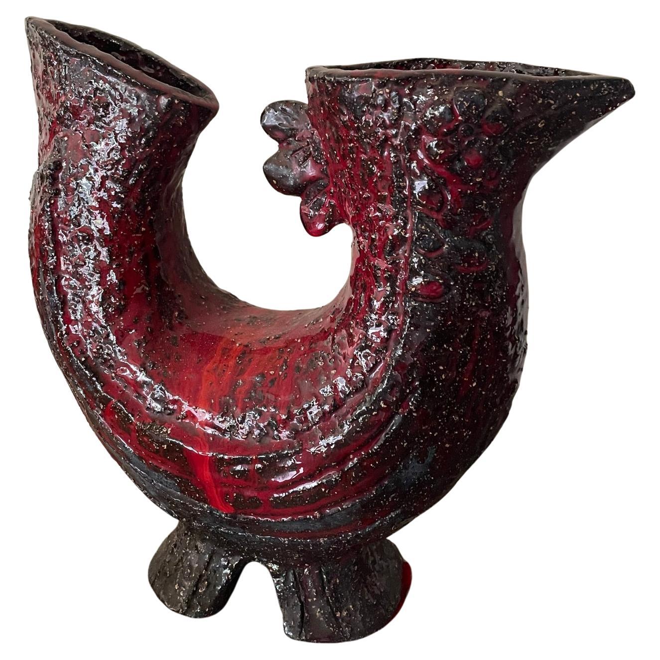 Coq en céramique rouge en vente