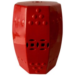 Red Ceramic Garden Stool Side Table