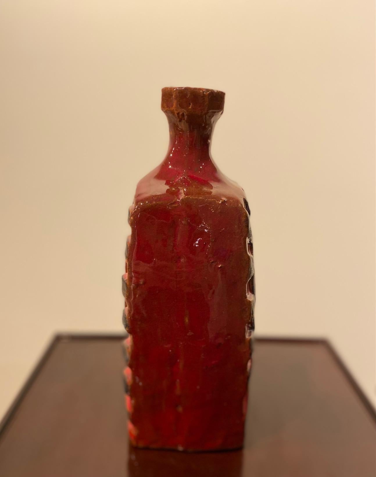 Red Ceramic Glazed Vase by Charles Sucsan For Sale 5