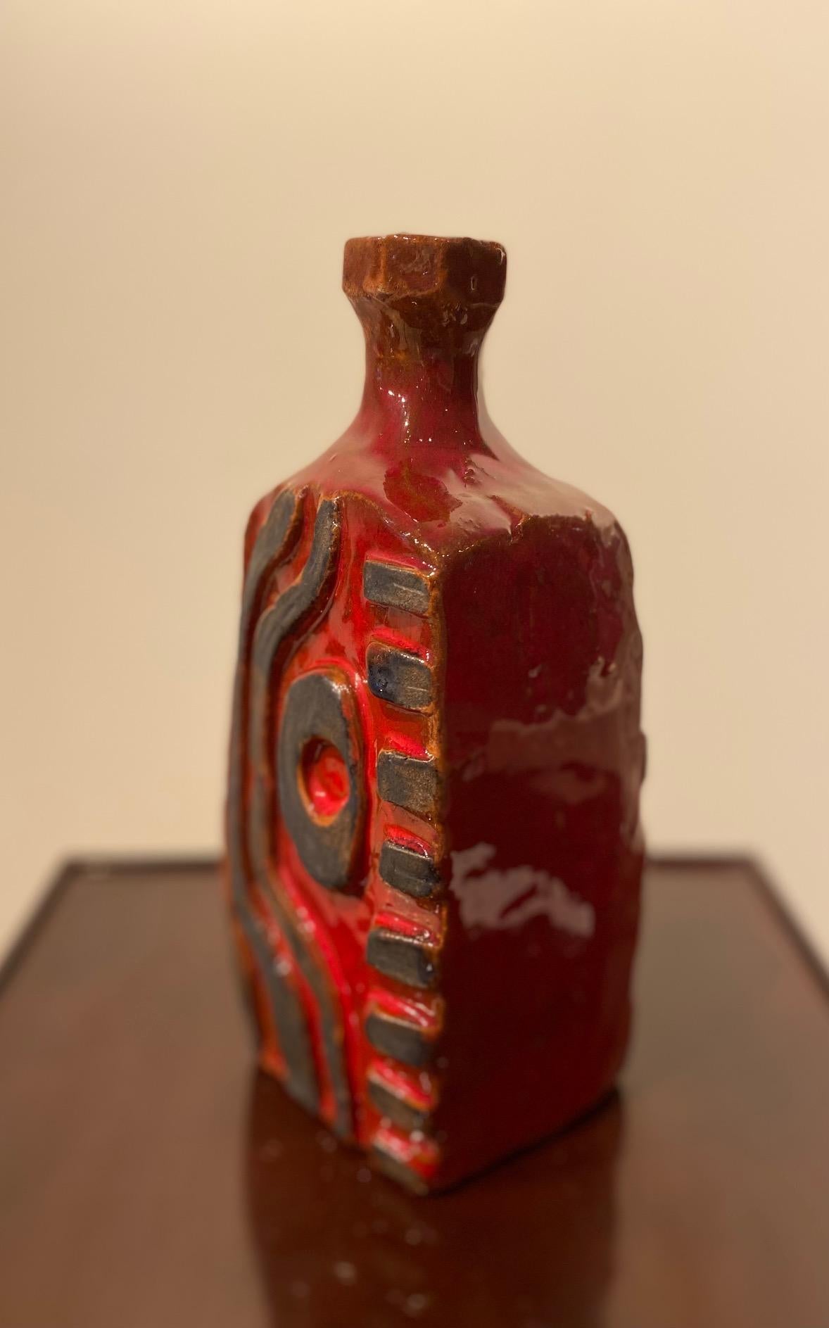 Red Ceramic Glazed Vase by Charles Sucsan For Sale 6