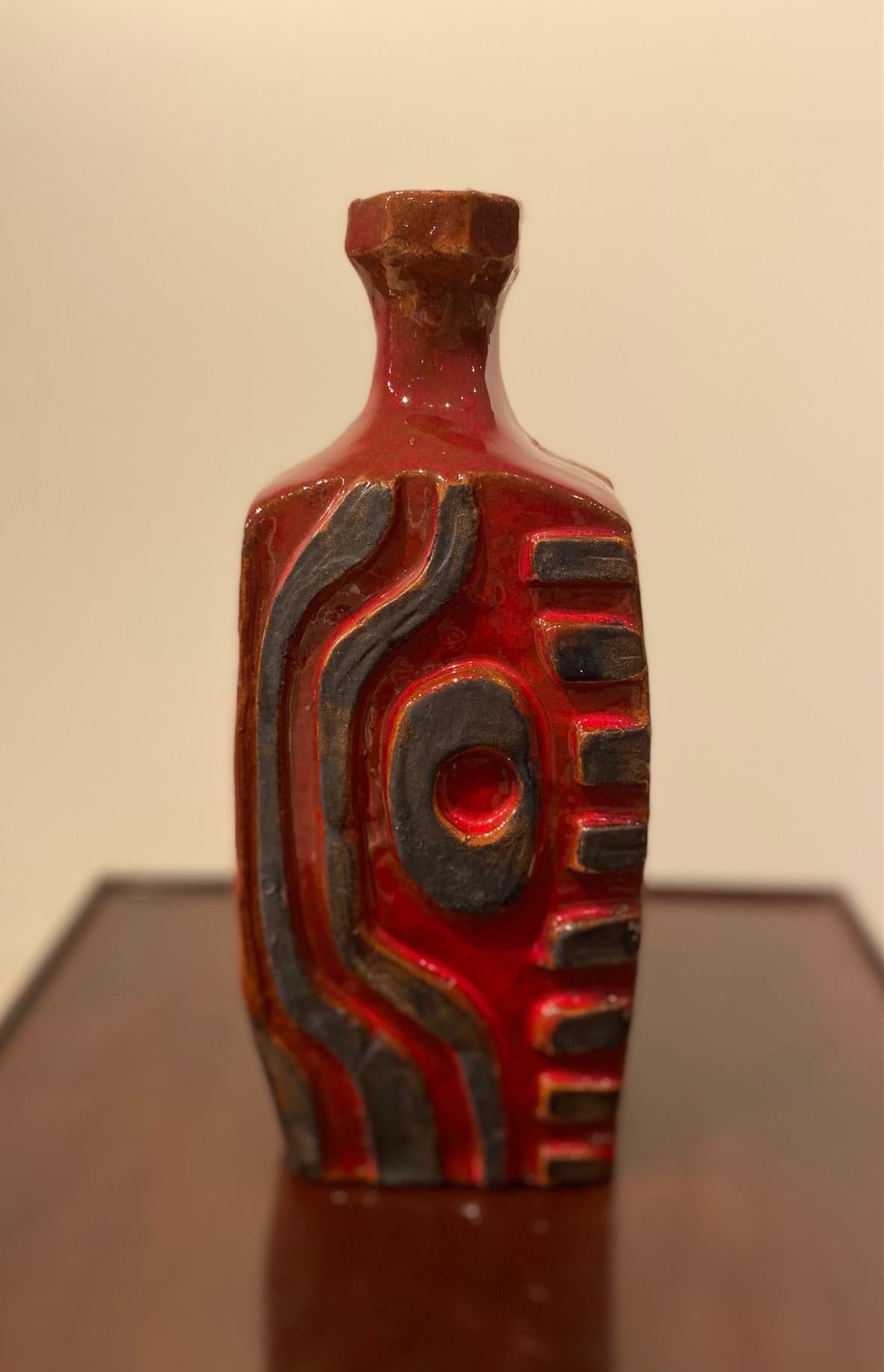 Red Ceramic Glazed Vase by Charles Sucsan For Sale 7