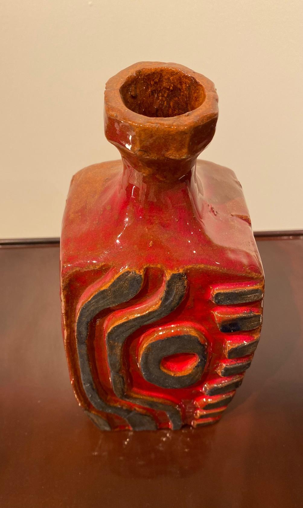 Vaso in ceramica rossa smaltata di Charles Sucsan in vendita 7