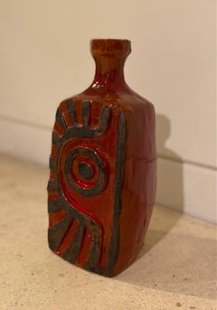 Red Ceramic Glazed Vase by Charles Sucsan