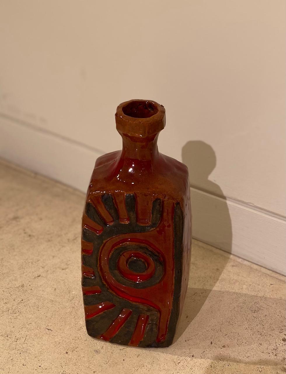 Red Ceramic Glazed Vase by Charles Sucsan In Good Condition For Sale In Montreal, QC