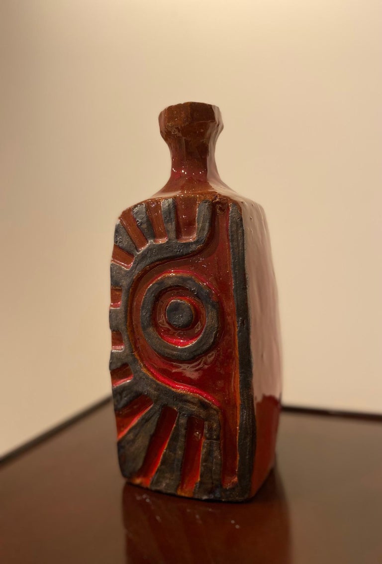 Red Ceramic Glazed Vase by Charles Sucsan For Sale at 1stDibs