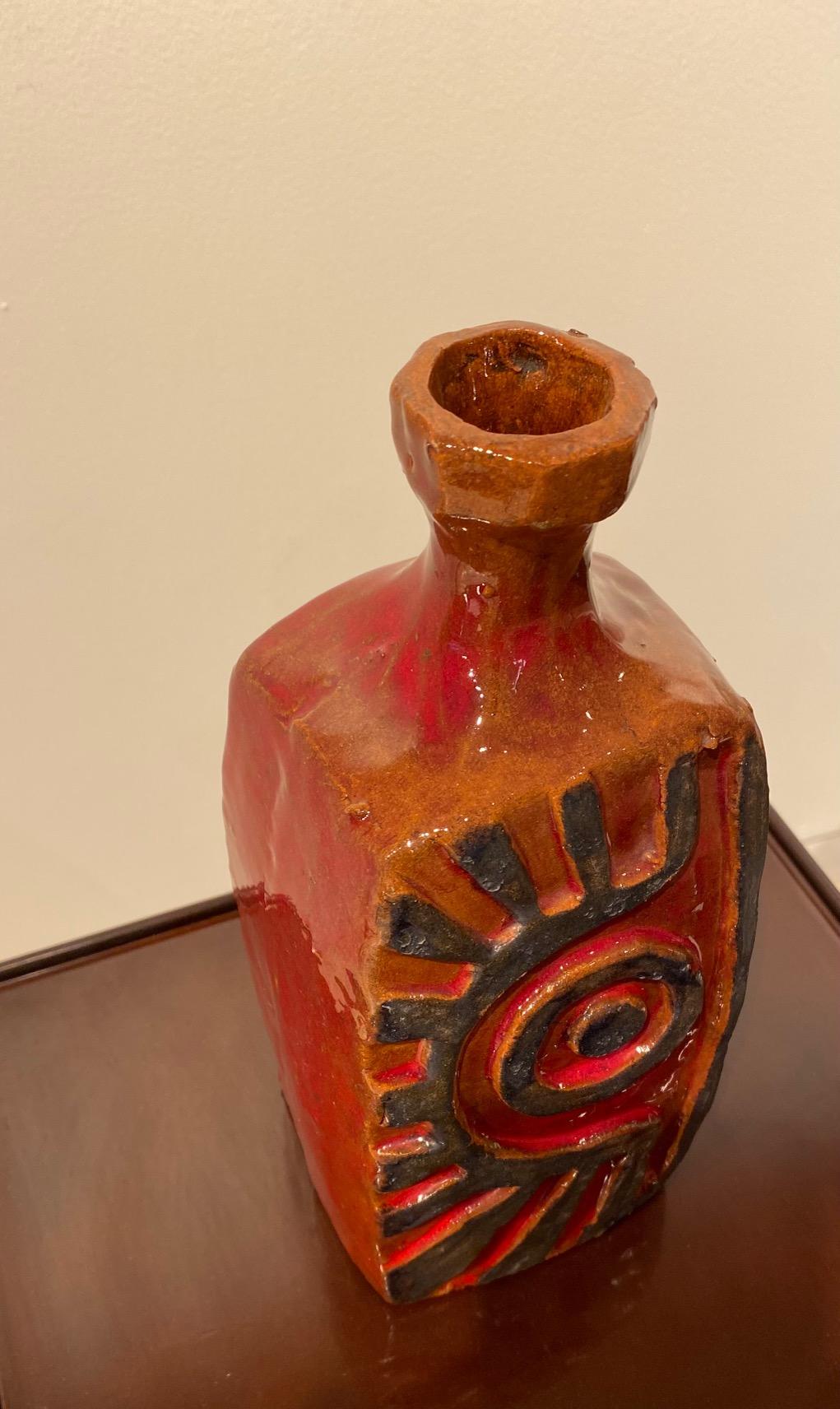 Vaso in ceramica rossa smaltata di Charles Sucsan in vendita 3
