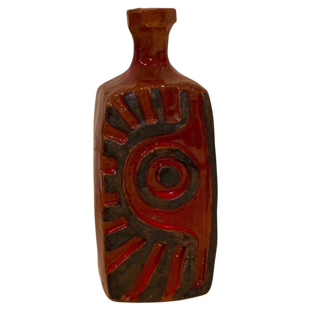 Red Ceramic Glazed Vase by Charles Sucsan For Sale