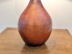 Red ceramic lamp by Jacques Ligner