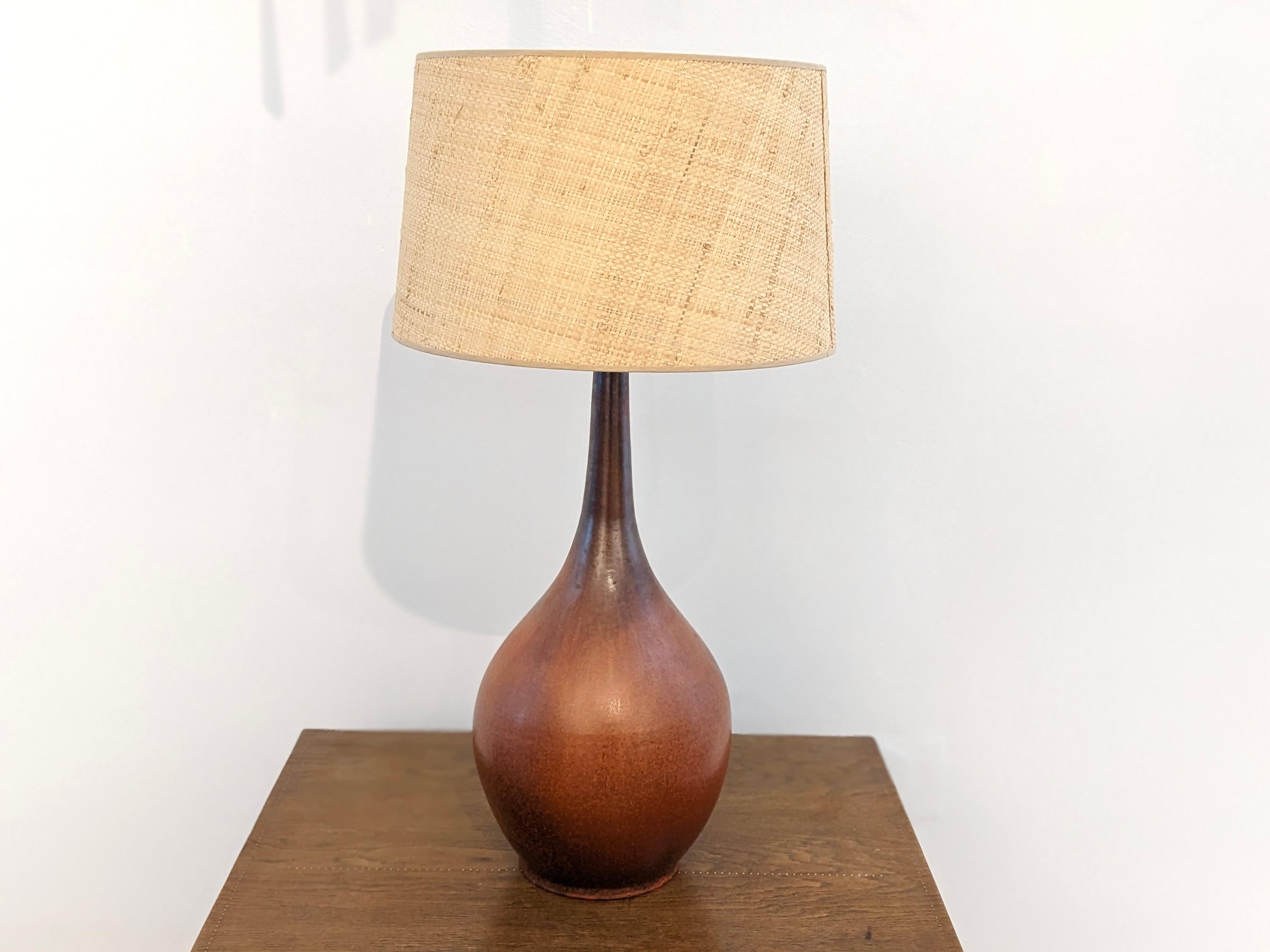 French Red ceramic lamp by Jacques Ligner For Sale